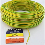 kabel eterna nya 1x15 mm kabel listrik tembaga instalasi tunggal - kuning hijau 1 meter