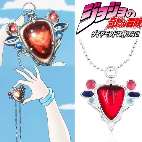 Red Stone of Aja Necklace Anime JoJos Bizarre Adventure Pendant Necklace for Manga Fans Cosplay Jewe