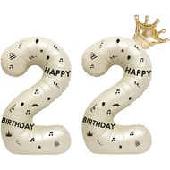 40 Inch White Foil Balloon Number 22,Crown 22th Birthday Party Decorative Balloons,Number Large Numb