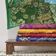 印度尼泊爾進口手工拼布掛毯珠片刺繡紗麗壁毯客廳臥室民族風壁飾