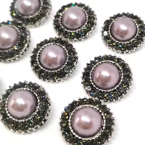 Sewing Buttons Accessories For Crafts Vintage Purple Pearl Grey Rhinestone Embellishments Decor Meta