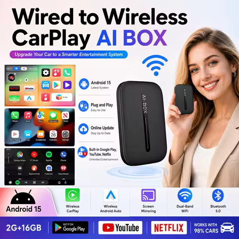 Carplay Ai Box 2026 3in1 Wireless CarPlay AI Smart Box Android Auto Tv Box Youtube Netflix For Honda