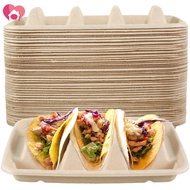 50Pcs Taco Plates Reusable 3 Compartments Taco Serving Plates Stackable Taco Tray Holder No Mess Tac