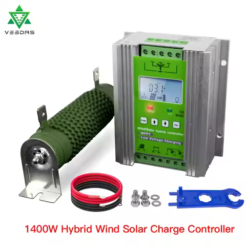 MPPT 1400W Hybrid Wind Solar Charge Discharge Booster Controller PWM 12V 24V Battery Regulator 30A 4