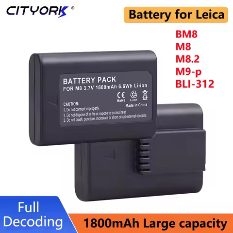Cityork 3.7V Replacement Camera Battery 1800mAh high-capacity battery for Leica M8 M8.2 M9 M9-P MM M