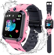 Waterproof Kids Smart Watch GPS Tracker - Boys Girls for 3-12 Year Old with SOS Camera Alarm Call Camera Alarm 1.44'' Touch Screen SOS Electronic Toy Birthday Gifts, 01 Waterproof Pink, Classic
