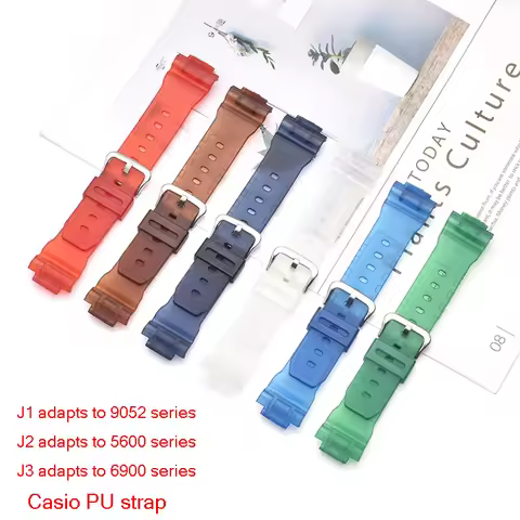 Colorful Watch Band Suit for Casio 9052 5600 6900 Series Sports Diving Watch with Color Resin PU Wat