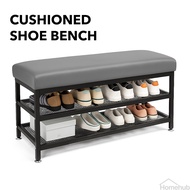 Homehub Cushion Shoe Bench Rack With Seat Outdoor Corridor Entryway Metal Changing Stool