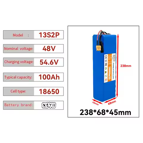13S2P 48V 100Ah High Power 18650 Battery Electric Vehicle Electric Motorcycle DIY Battery with BMS +