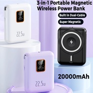 SG Store-20000mAh Magnetic Wireless Powerbank Built In Dual-Cable PD20W Fast Charging Powerbank With Digital Display