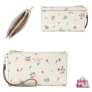 (STOCK CHECK REQUIRED)KATE SPADE STACI KB588 GARDEN BOUQUET BOXED DOUBLE ZIP WRISTLET IN CREAM MULTI