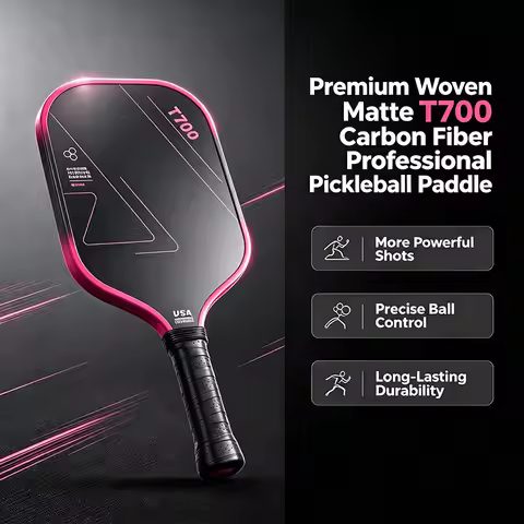 T700 Carbon Fiber Pickleball Paddle Set 3K Woven Matte Surface Professional Tournament Spin Control 