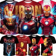 Iron Man Marvel Superhero Children Short-Sleeved T-Shirt 3-13 Years Old Boys Avengers Armor Full Pri