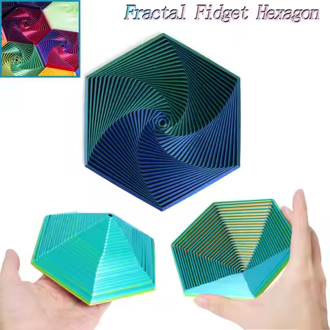 3D Printed Fractal Fidget Hexagon Home Decor Creative Decompression Hexagon Various Shape New Year G