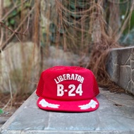 Vintage Trucker Hat B-24 Liberator - Red Military Aviation Snapback (Made in USA)