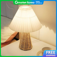 Stand 602Svy27 Rattan Mood Pleated Bedroom Table Bed Lamp Dimmable