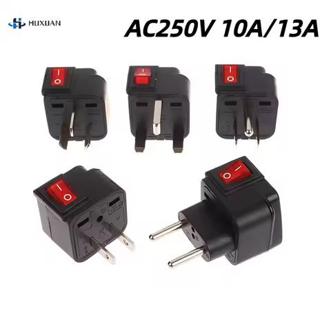 Universal American US European UK EU AU Travel Electrical Plug Adapter 10A/13A 250V Power Socket Wit