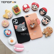 Universal cartoon cute mobile phone holder retractable mobile phone ring buckle sticky desktop holder silicone folding mobile phone holder