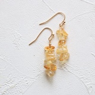 黃水晶耳環耳線 天然石手工耳環 水晶鍍金耳環 輕寶石耳環