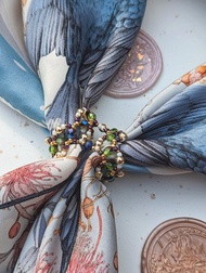 【月光與鳶尾】絲巾扣 / 琉璃青金石編織 - 兩色