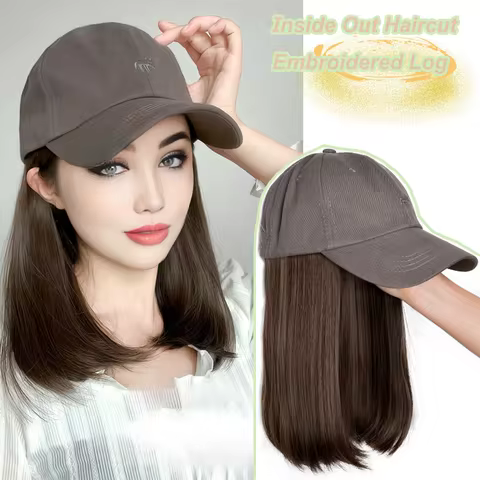 Synthetic12/16/18inch duckweave cap straight hair inward wig baseball capwater wave wig extensions p