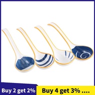 Ceramics Soup Spoons Set of Japanese Soup Spoon Long Handle Soup Spoons for Pho Ramen Noodles Wonton