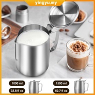 Frothing Pitcher 33.8oz/50.7oz Stainless Steel Coffee Cup Milk Frothing Jug with Lid for Latte Coffe