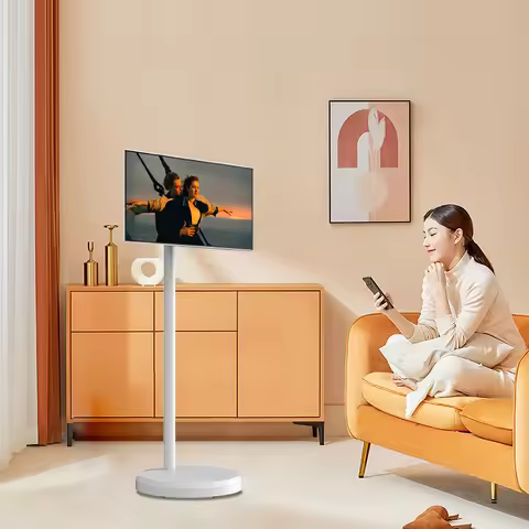 21.5 Inch Smart Tablet Tv On Wheels Portable Digital Signage Display Rotatable Touch Screen Monitor 