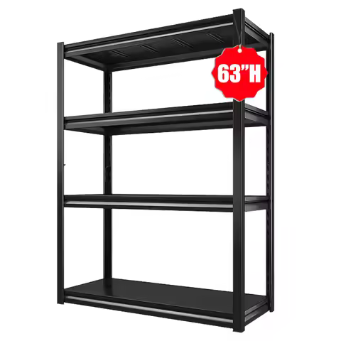 Four-Tier Garage Shelving Unit Width 31 inches x Depth 15.7 inches x Height 63 inches 2000-Pound Cap