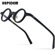 HEPIDEM Acetate กรอบแว่นตาผู้ชาย2021 Retro Vintage แว่นตากลมเล็กแว่นสายตาสั้นแว่นตาตามใบสั่งแพทย์9208