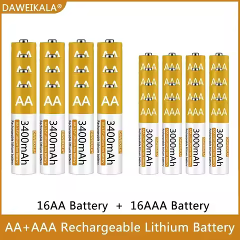 100% Original AA/AAA Battery 1.5V Rechargeable Polymer Lithium-ion Battery 1.5V AA/AAA Battery with 