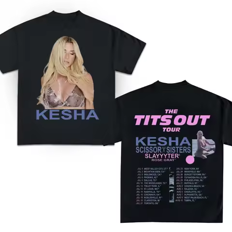 Singer Kesha -boy Crazy Tits Out Tour Print Tshirts Men Women Short Sleeve Cotton Fashion T-shirt Lo