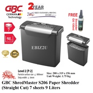 GBC ShredMaster S206 Paper Shredder (Straight Cut) 9 Liters - (Strip Cut, Personal Shredder, Paper Shredder, Shredder Ma