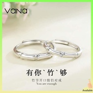 cincin cincin silver 925 original lelaki Pasangan Perak Vana Bamboo 925 Sterling berpasangan cincin lelaki dan perempuan hadiah hari jadi untuk teman wanita