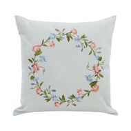 Lace & Embroidery Morning Glory Embroidery Cushion Cover 45x45cm/18x18"(Soft Blue) Sarung Kusyen
