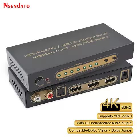 UHD HDR HDMI Audio EARC ARC Extractor for 7.1CH ATMOS Support Toslink Coaxial EARC ARC HDMI 2.0 Audi
