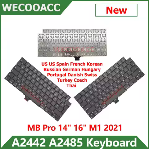 New A2442 A2485 Keyboard US UK Spain French Russian Korean German Portugal For Macbook Pro 14" 16" M