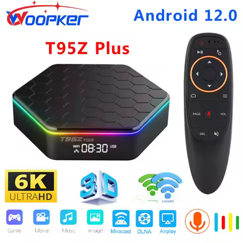 Woopker T95Z PLUS Smart TV Box Android 12 4G 64GB Android TV Set Top Box Allwinner H618 Dual WiFi 10