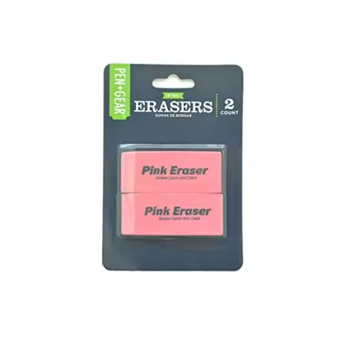 Smudge-Proof Pink Erasers 2 Count