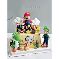 Mario Mario Mario Birthday Cake Decoration Super Mario Decoration Cartoon Mario Children's Party Dessert Table Plug-In Card diy