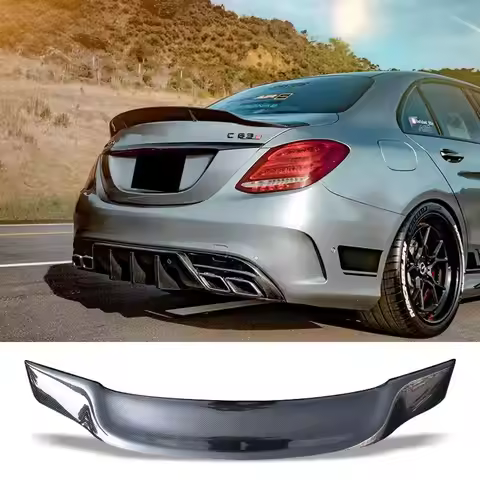 Carbon Fiber Spoiler for Mercedes Benz W205 C260 C43 C63 Coupe AMG Rear Ducktail Wing C-class 4 2 Do
