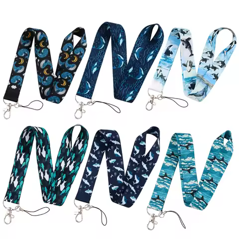 LX787 Shark Whale Lanyards for Key Neck Strap ID Card Badge Gym Key Chain Keys Holder DIY Hanging Ro