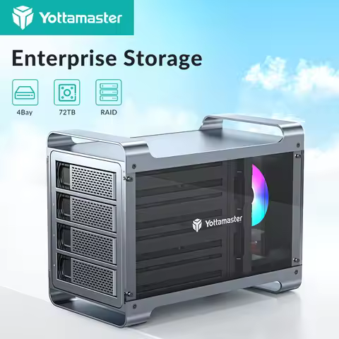 Yottamaster 4-Slot RAID External Hard Drive Enclosure 2.5" & 3.5" SATA HDD/SSD Enclosure with RGB Si