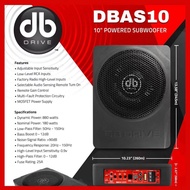 DB Drive DBAS10 10" Underseat Car Subwoofer 180W RMS with Built-In Amplifier
