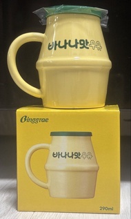 全新未用過 Binggrae Banana / Strawberry milk Mug 290ml 香蕉 🍌 士多啤梨 🍓 牛奶 樽仔奶造型陶瓷杯
