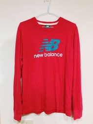 New Balance 紅色長袖 logo棉T  NB 純棉 衛衣 內搭 運動服