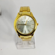 Michael Kors MK3179 Ladies Slim Runway Champagne Silver Dial Gold Tone Stainless Steel Watch for Men (Box Included)