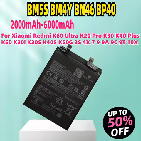 New BN46 BP40 BM5S BM4Y Battery for Xiaomi Redmi K60 Ultra K20 Pro K30 K40 Plus K50 K30i K30S K40S K