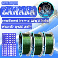 Senar pancing kecil kuat 15kg anti kriting ZAWARA fishing line hijau lumut