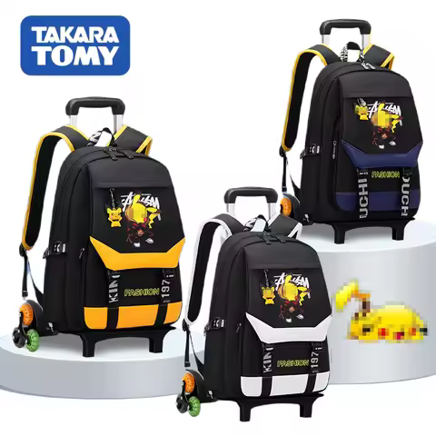 TAKARATOMY 2024 New Large Capacity Trolley School Bag Portable Climbing Drag Backpack 6 Corner Pen C